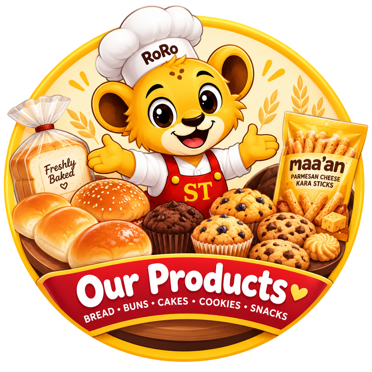 RoRo presenting Stampin bread, buns, cakes, cookies and snacks