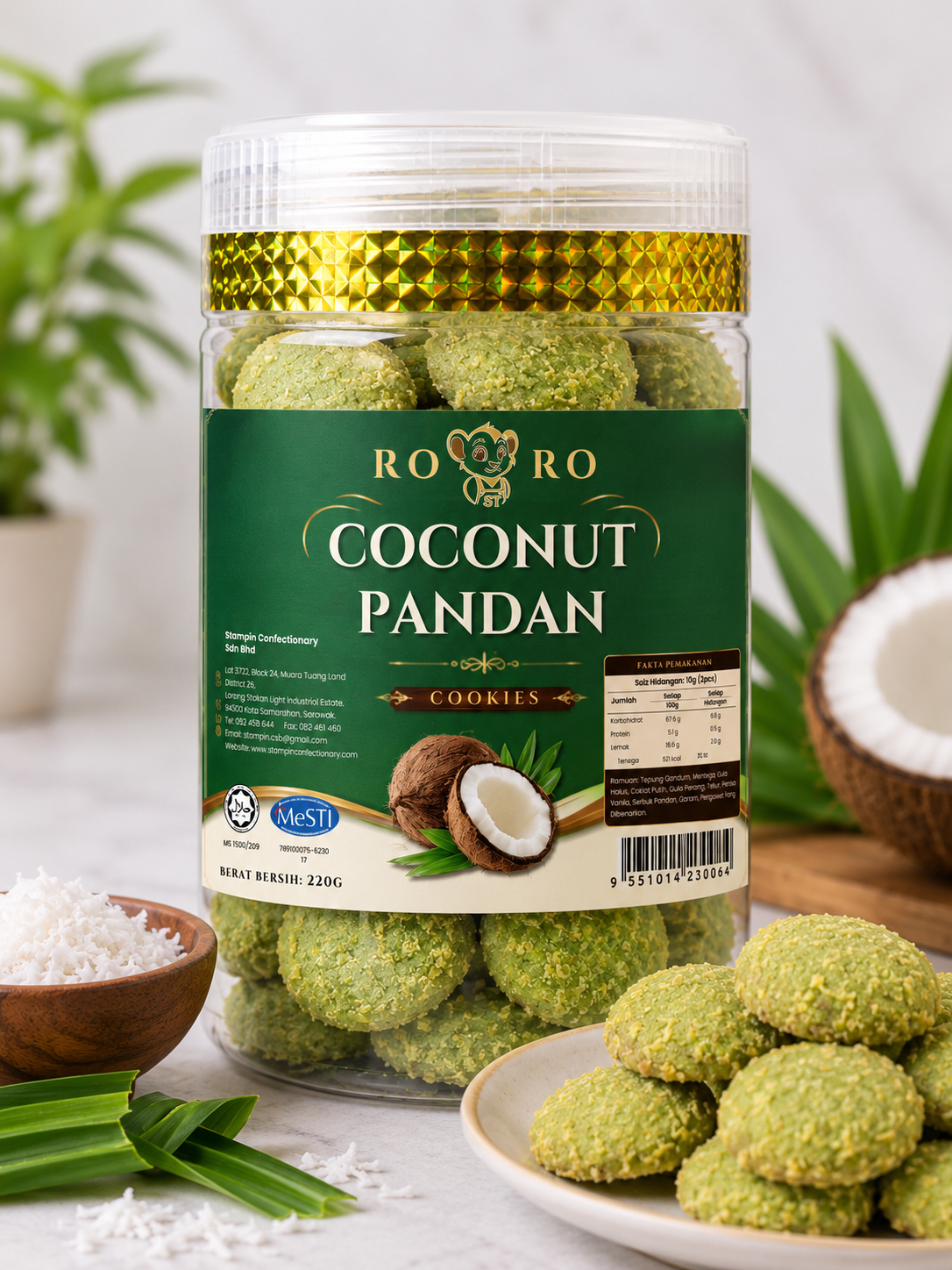 Coconut Pandan Cookies